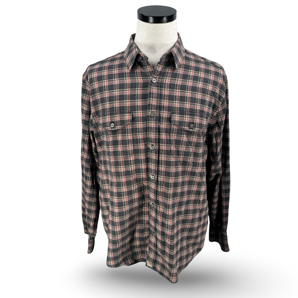 UNTUCKit Mens XL Flannel Shirt Gray Red Plaid Long Sleeve Cotton Button Down